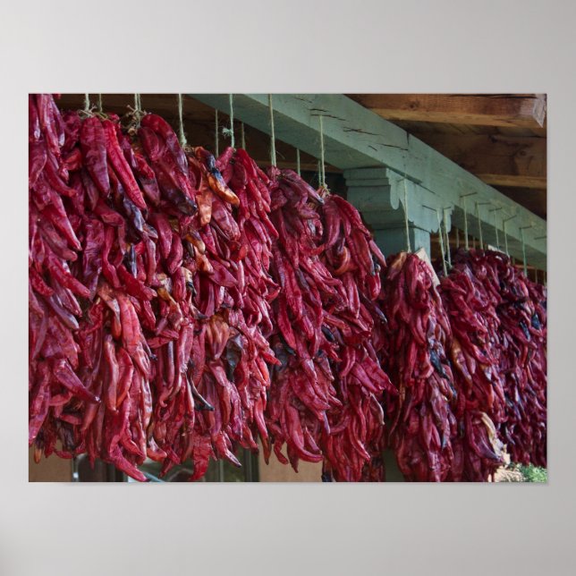 Poster père Noël Fe Red Chili Ristras Nouveau-Mexi (Devant)
