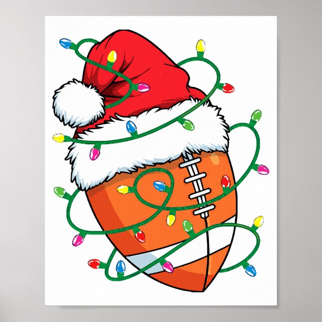Poster Père Noël Football Sports Ball Hommes garçons Noël (Devant)