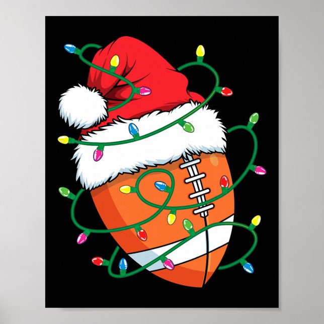 Poster Père Noël Football Sports Ball Hommes garçons Noël (Devant)