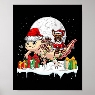 Poster Père Noël French Bulldog équitation Axolotl Christ