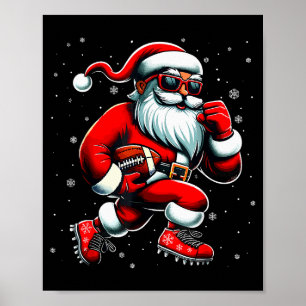 Poster Père Noël jouant au football hommes garçons footba