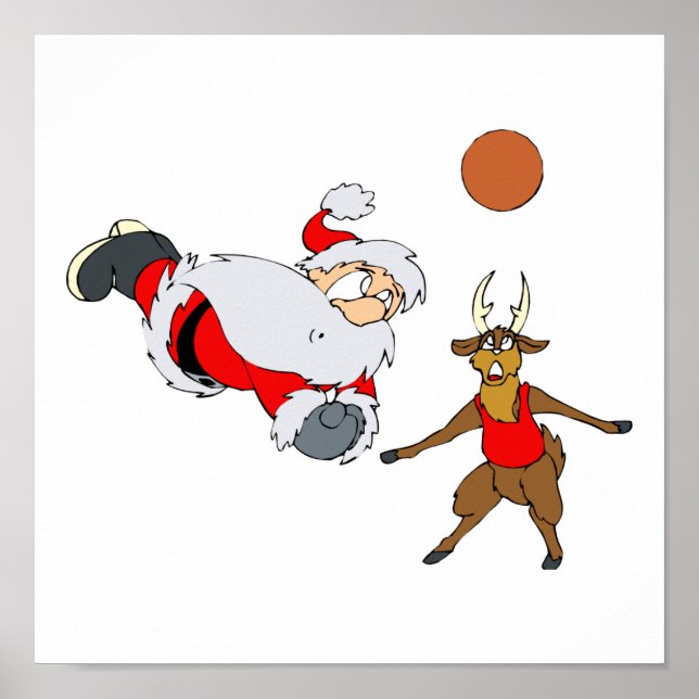 Poster père Noël jouant au volley (Devant)