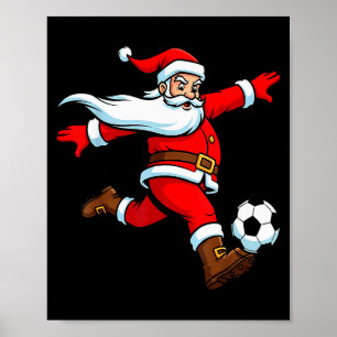 Poster Père Noël joue au football Noël Sports Femmes Homm