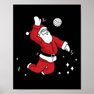 Poster Père Noël Jouer volleyball Noël Pyjama Cool Spo