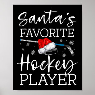 Poster Père Noël Joueur de hockey favori Fun Pajama Chris