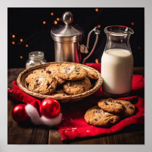 Poster Père Noël Lait et cookies