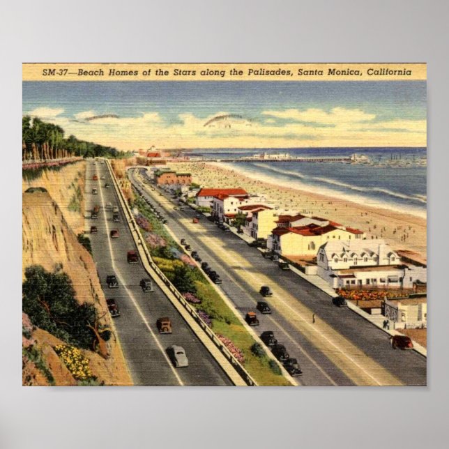Poster Père Noël Monica CA, Californie, Homes of the Star (Devant)