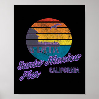 Poster Père Noël Monica Pier La California Surf Backpacki