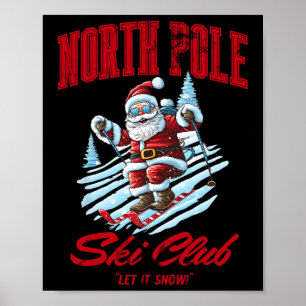 Poster Père Noël Noël Neige Ski Au Pôle Nord