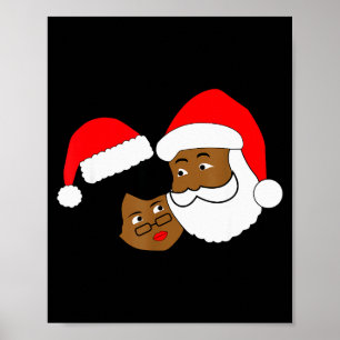 Poster Père Noël noir aimant et Mme Claus Noël ethnique C