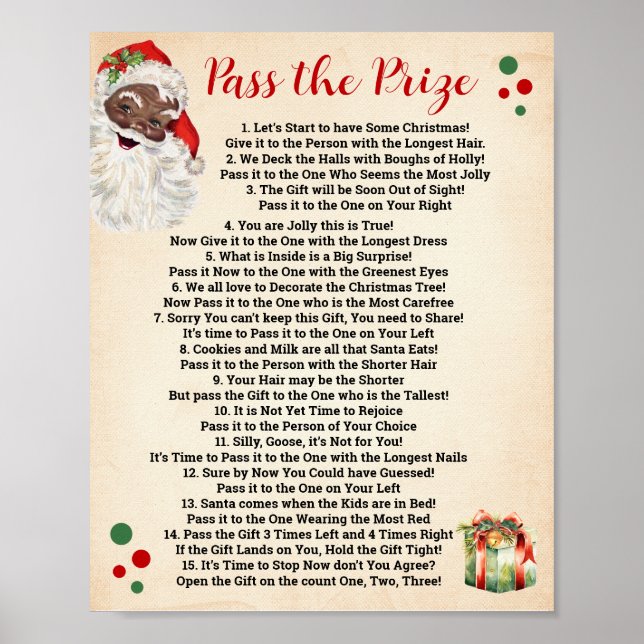 Poster Père Noël Pass Poème Prix Jeu de Noël (Devant)