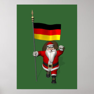 Poster Père Noël Patriotique Avec L'Ensigne D'Allemagne
