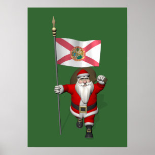 Poster Père Noël patriotique visite la Floride
