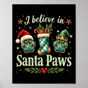 Poster Père Noël Paw Hommes Femme Enfants Fille Christmas