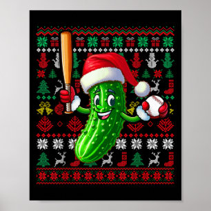 Poster Père Noël Pickle Jouant au Baseball Xmas Joueur Vé