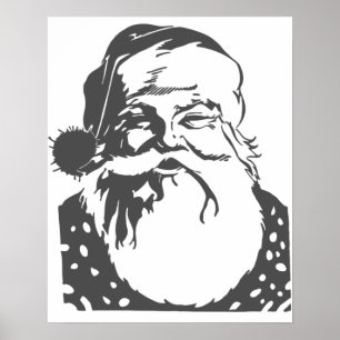 Poster Père Noël Pop art Joyeux Noël gris clair