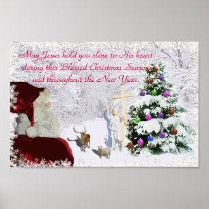 Poster Père Noël rencontre Jésus