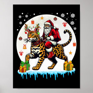 Poster Père Noël Riding Reindeer Bengale Chat Noël Propri