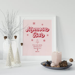 Poster Père Noël rose Baby shower de Noël bébé Momosa bar