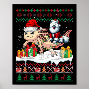 Poster Père Noël Samoyed équitation Axolotl Sweater Lov