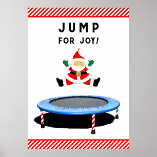 Poster Père Noël sautant sur un trampoline