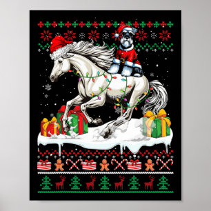 Poster Père Noël Schnauzer équitation Cheval Noël Sweater