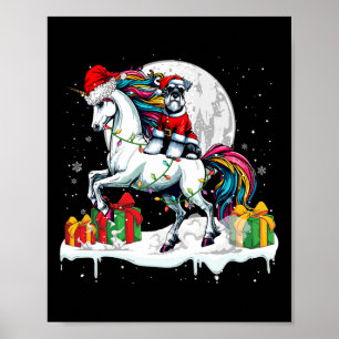 Poster Père Noël Schnauzer équitation Unicorn Propriétair