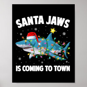 Poster Père Noël Sharkmas Noël Lumières Joyeux Sharkmas N