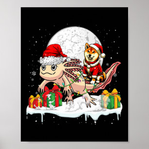 Poster Père Noël Shiba Inu équitation Axolotl Propriétair