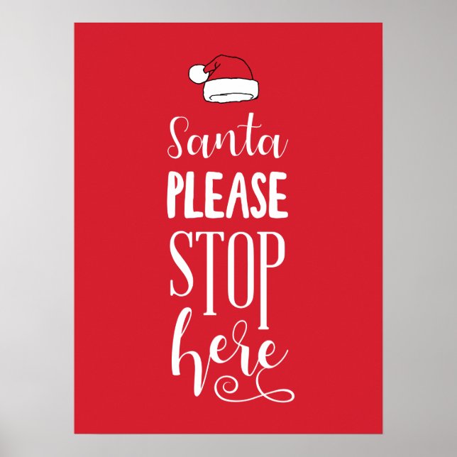 Poster Père Noël S'Il Vous Plaît Arrêter Ici Porte De Bie (Devant)