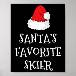 Poster Père Noël Skier favori Casquette de Noël Funny Xma