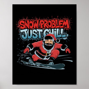 Poster Père Noël Snowboard Graphisme Tee Bold Streetwear 