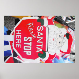 Poster Père Noël & Stop Here Sign