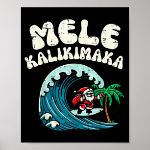 Poster Père Noël Surf Noël Santa Mele Kalikimaka Xmas Hom