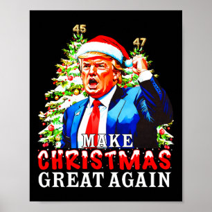 Poster Père Noël Trump 45-47 Pajamas de Noël Font de la G