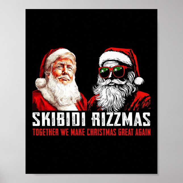Poster Père Noël Trump Skibidi Rizzmas Rendre Noël Super (Devant)