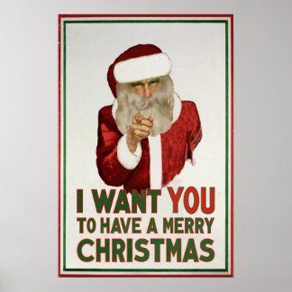 Poster Père Noël veut que TU aies un Joyeux Noël