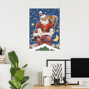 Poster Père Noël vintage, Cette Nuit Avant Noël
