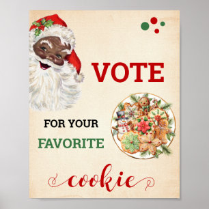 Poster Père Noël Votez pour votre Cookie favori Signet de