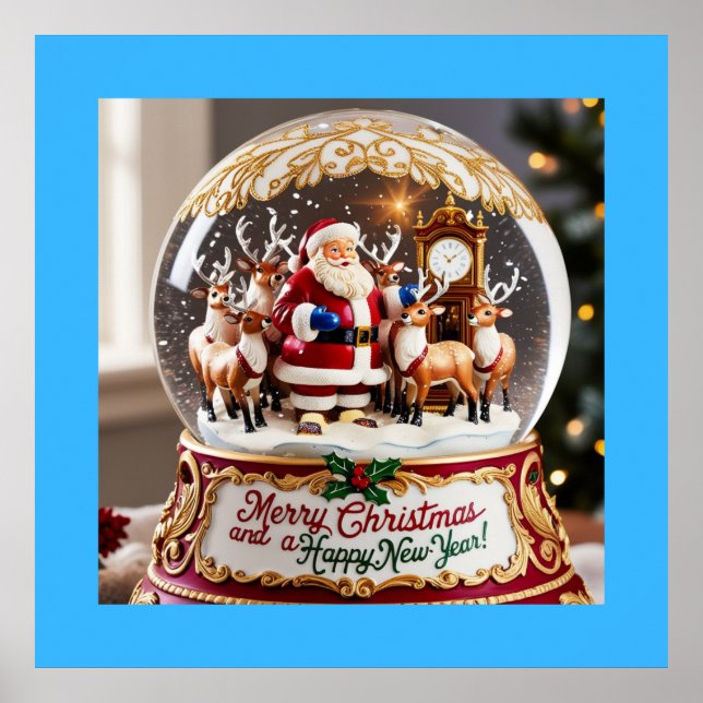 Poster Père Noël's Magical Christmas Snow Globe Wall Art (Devant)