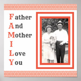 Poster Père rouge et mère Je t'aime Photo de famille