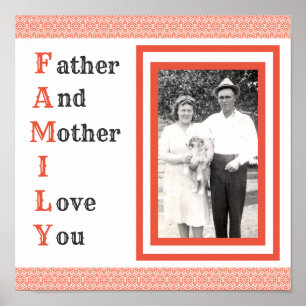 Poster Père rouge et mère Je t'aime Photo de famille