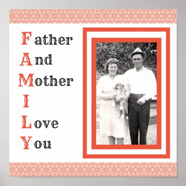 Poster Père rouge et mère Je t'aime Photo de famille (Devant)