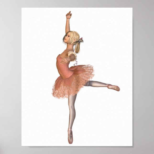 Poster Performance de ballet - Pose d'attitude (Devant)