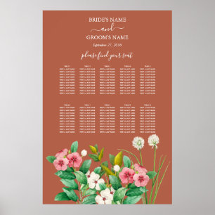 Poster Periwinkle Orange Terracotta Wedding Seating Chart