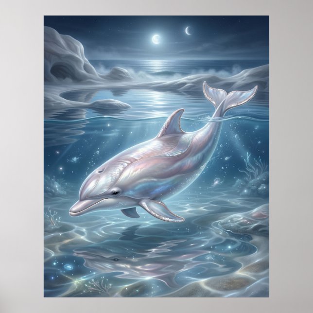 Poster Perle Dauphin Clair de Lune (Devant)