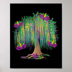 Poster Perles d'Arbre Mardi Gras La Nouvelle-Orléans Fest