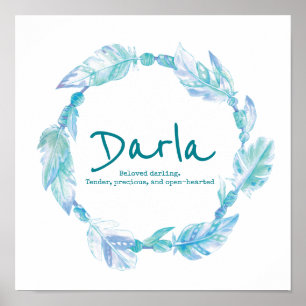 Poster Perles de plumes Darla nom de la couronne aqua sig
