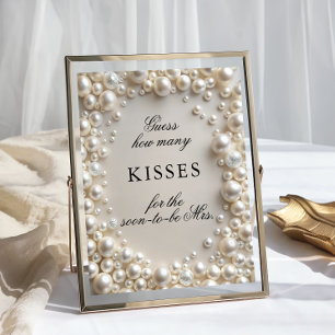 Poster Perles élégantes Combien de baisers Fête des marié
