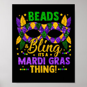 Poster Perles Et Bling C'est Une Chose De Mardi Gras Carn